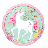17 Inch Happy Birthday Unicorn Pink Foil Balloon 57